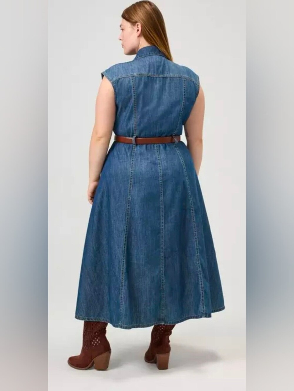 Torrid Sleeveless Trucker Blue Denim Button-Front Maxi Dress Size 1X NWOT - Picture 4 of 12